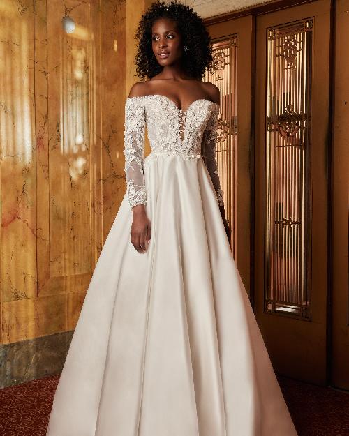 122123 long sleeve ball gown wedding dress with pockets and deep v neckline1